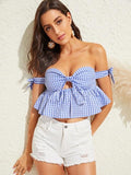Tie Front Bardot Crop Top