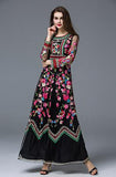 LONG SLEEVE VINTAGE STYLE FLORAL EMBROIDERED DRESS