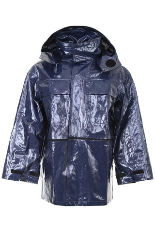 Off white glossy hook & loop fastener coat OMEA114S18808008 Medium Grey